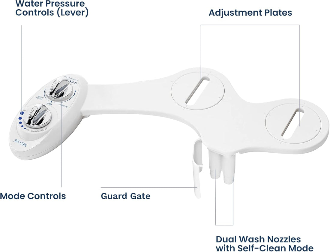 Self-Cleaning, Dual Nozzle Bidet Attachment for Toilet Seat