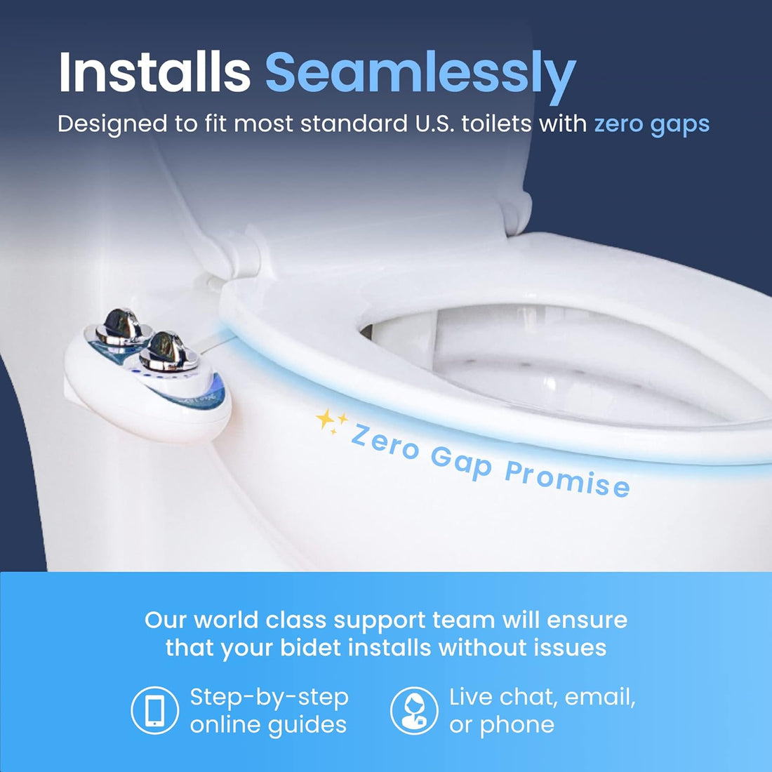 Self-Cleaning, Dual Nozzle Bidet Attachment for Toilet Seat