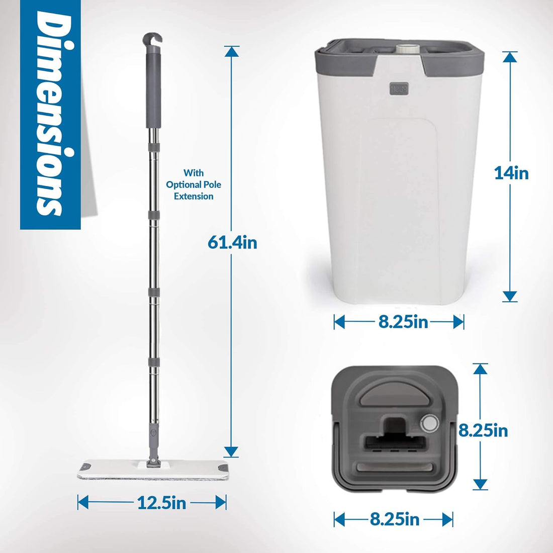 3-Chamber Design, Flat Mop and Bucket Set, Hands Free Home Floor Cleaning